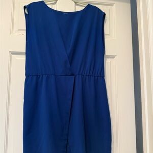 Halston Heritage Sleeveless Midi Dress in Cobalt Blue